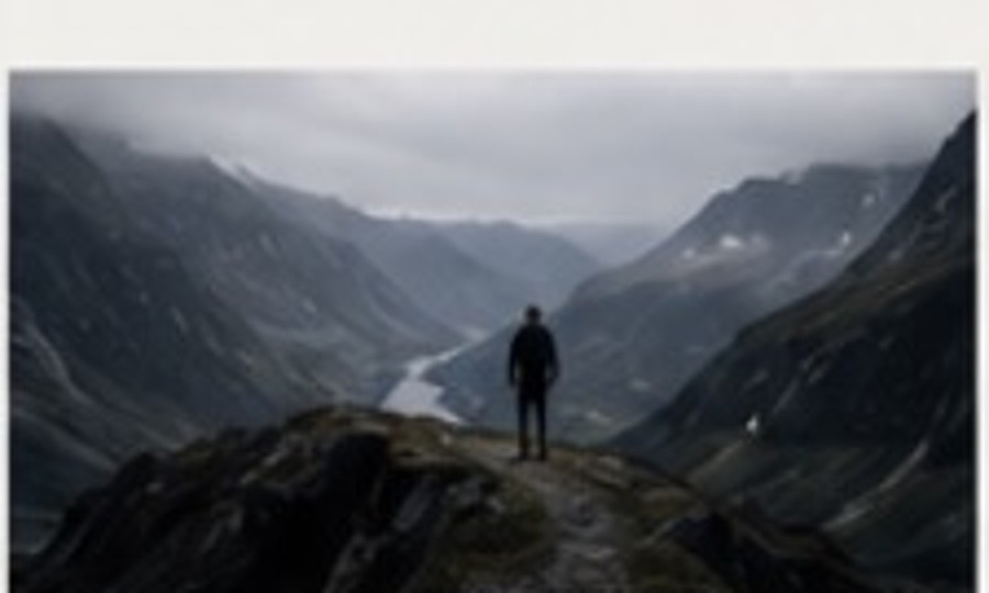 Person standing in a mountain landscape
